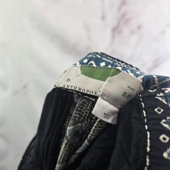 By Anthropologie Pants Womens Small Blue High Rise Pull On Crop Capri Diamond - Picture 3 of 10